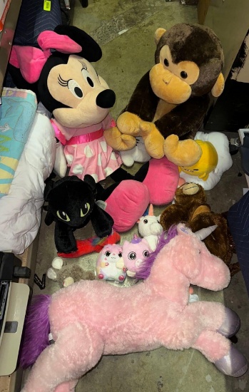 Big Stuffed Animal Lot- Big Minnie, Big Monkey, Build a Bear, Monkey Backpack etc