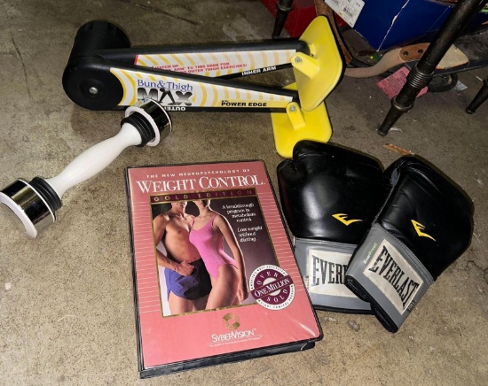 Fitness Lot- Boxing Gloves, Shake weight, Buns & Thigh Max etc