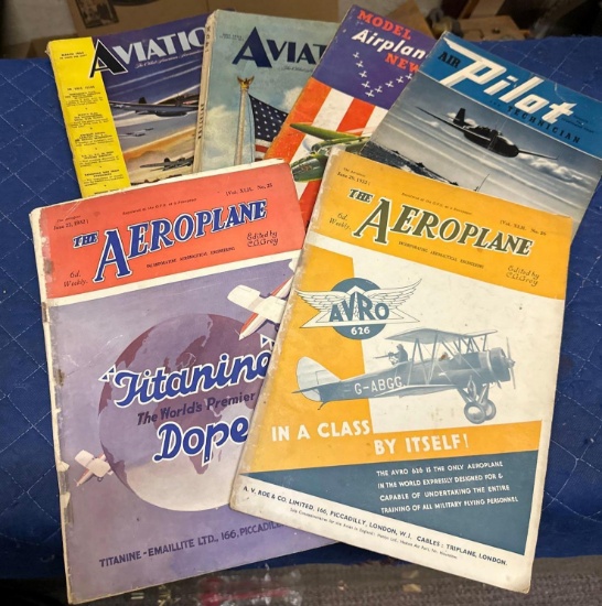 6 Old Plane Magazines- Aviation, Model Airplane, Aero plane & Air Pilot - 1932-1944
