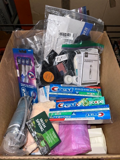 Tooth Brushes, Tooth Paste, Thermometer, Bandages, Brace Etc- Most items are New