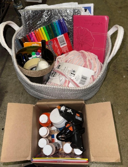 Craft Lot- Hot Glue Gun, Paint, Yarn, Pens and More