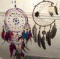 2 Pretty Dream Catchers with Feathers, Beads and Large Gemstone