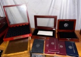 4 Nice Wood Coin Display Cases and 5 Small Coin Holder Cases - New/Like New