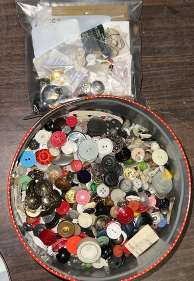 Tin of Vintage Buttons - some date to early 20th century