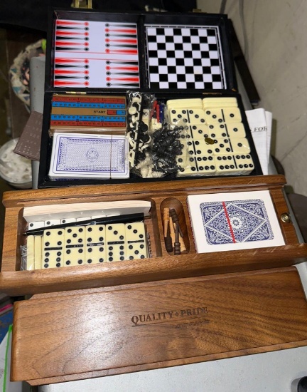 2 New Multiple Game Sets- Cribbage, Bridge, checkers, chess, Dominoes and Poker