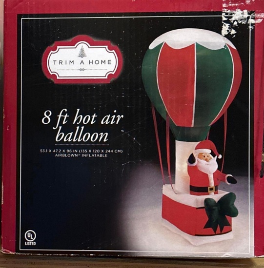 Inflatable 8' Santa in A Hot Air Balloon