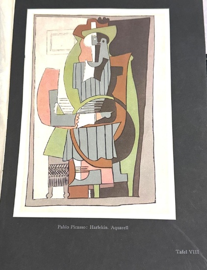 Scarce Original German Aquarell Bookplate Pablo Picasso "Harlekin"