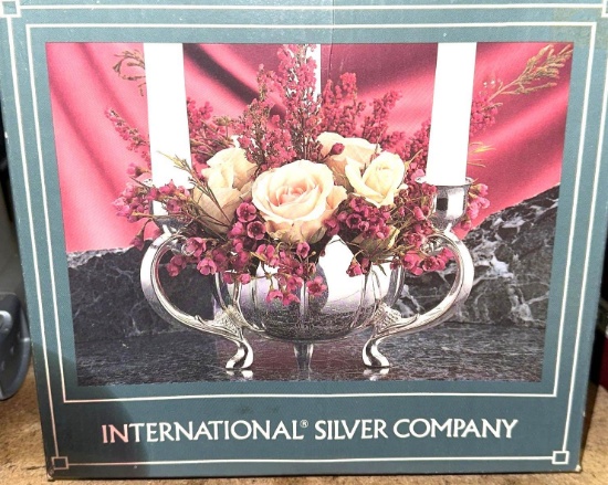 NIB International Silver company Silver plate lotus center piece