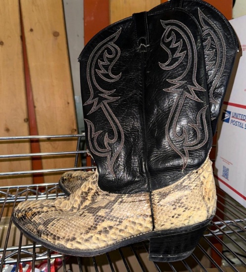 Vintage Rattle Snake Skin Cowboy Boots size 12D