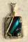 Fused Glass Pendant wrapped with Brass wire