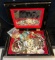 Mother of Pearl inlaid Jewelry box with Unsorted Jewelry from an Abandoned Storage unit