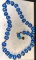 Handmade Blue Pottery Bead Necklace - Each bead has a different design