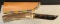 Native American Handmade Deer Antler Handle with Obsidian Knife Blade and Leather Beaded sheath