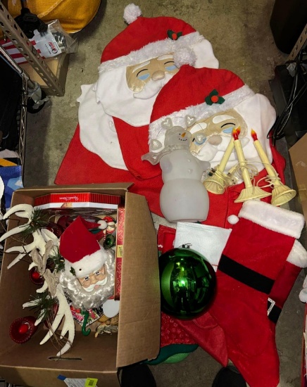Christmas Decor- Chair Covers, Snowmen, Lights, Reindeer, Santa Face & More