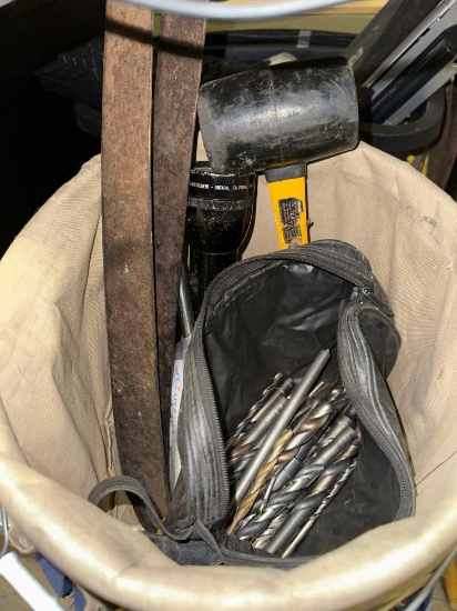 Tool Bucket with Hand tools, Mallet, Tons of Drill bits and more