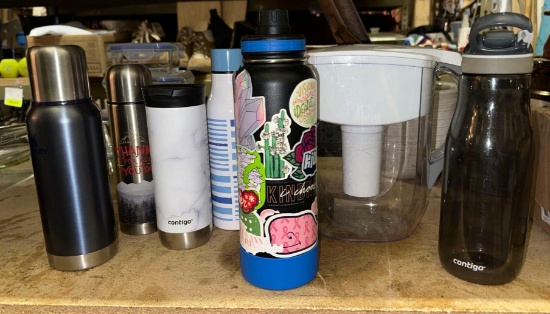 Brita Water Pitcher and Tumbler lot- Thermo Flask, Stanley & Contigo