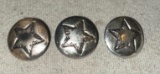3 Sterling Silver Texas Ranger Star Lapel Pins- Early 20th Century-Scarce
