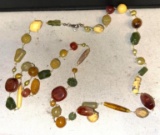 Wonderful Necklace with Gemstones- many carved- Carnelian, Bone, Jade & beautiful Glass