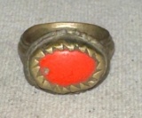 Scarce Ottoman Empire Ring with Orange stone size 8