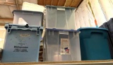 6 Storage Bins with Lids - 3 are Flip tops