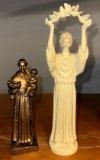 St Anthony Statuette by Michelangelo and St Francis of Assistant Italian Mystic statue