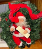 Vintage Gemmy Animated Santa Wreath- Works