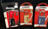 3 New in Packages Combination Locks- Master Lock & Brinks