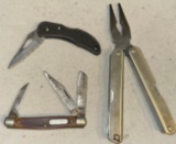 Multi tool, Frost Cutlery Knife and Old timer Schrade Walden Pocket knife