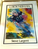 LEROY NEIMAN 1989 STEVE LARGENT SIGNED AUTOGRAPHED FRAMED MATTED LITHOGRAPH 42