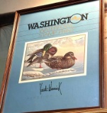 Framed 1986 Washington Waterfowl Stamp Print by Keith Warrick 27