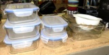 Glass Storage Containers w/ Lids and Pyrex Baking Dishes, Corning ware Bowls