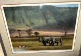 Framed Beautiful Rhino Lithographed Signed and Numbered #121/375 - 34