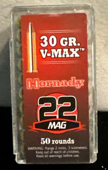 50 Rounds Hornady 22 Mag Ammo