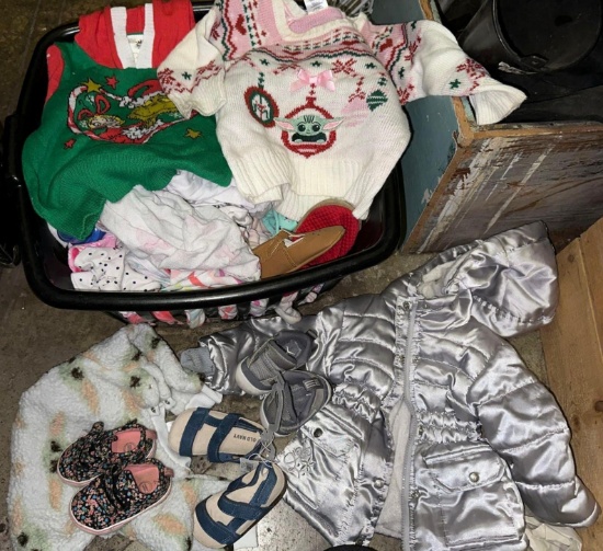 Laundry Basket Full of Little Girl Clothing (Baby/ Toddler) - Including a pair of Jordans