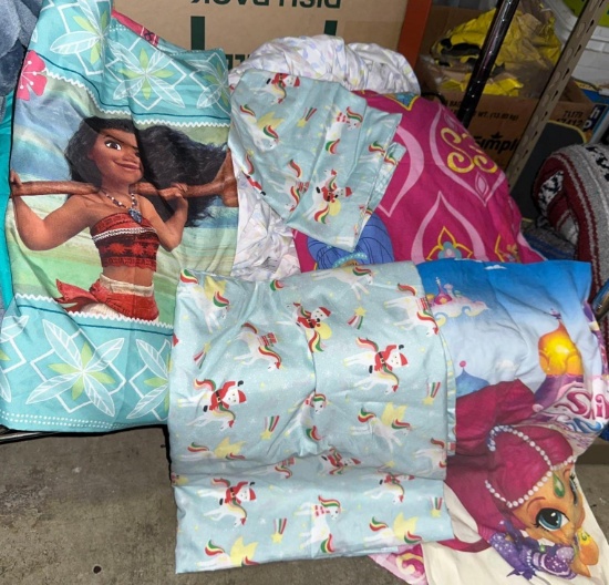 Kids sheets- Unicorn, Moana, Shimmer and Shine & more