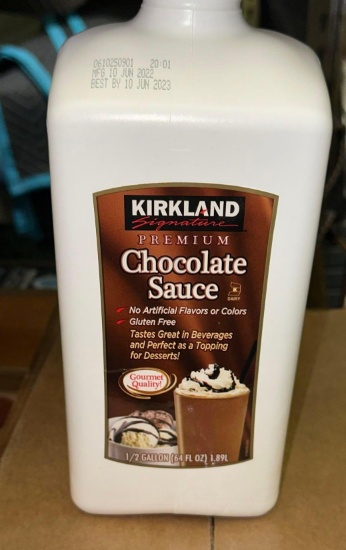 New Case of Size 1/2 Gallon Jugs of Chocolate Sauce