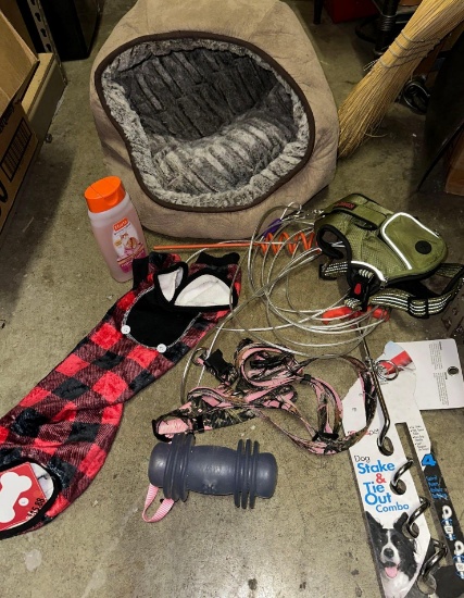 Pet Lot- Bed, Outfit, Harness, Stake, toy and more