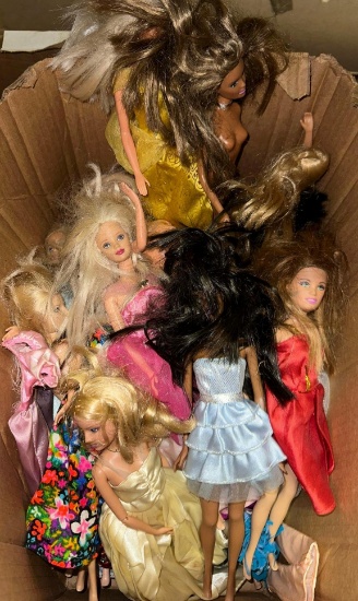 Box Full of Barbies- including some vintage ones