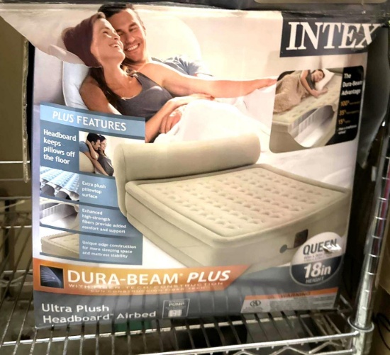 Intex Dura-Beam Plus Ultra plush Headboard air bed size queen & Lantern