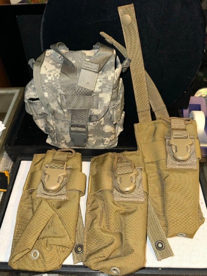 3 Holsters and Military Pouch with Hard shell inside