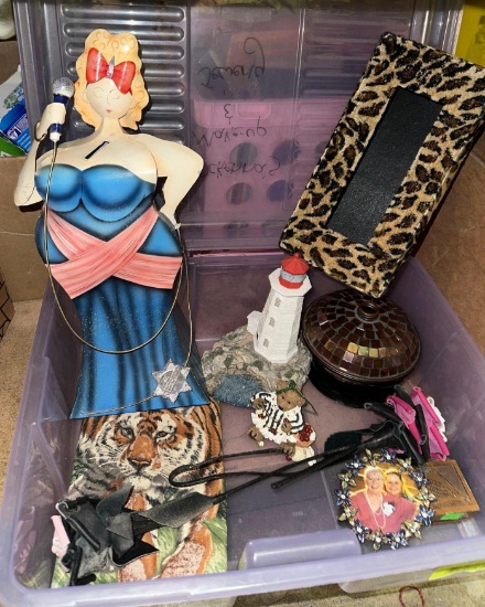 Lot of Collectibles- Bank, Leather roses, figurines and more