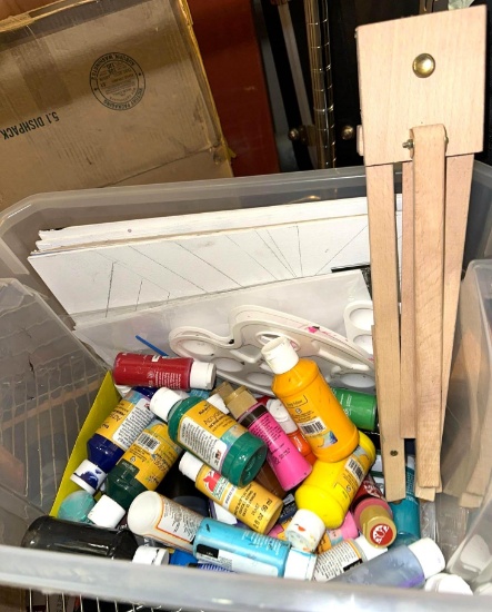 Lot of Painting Supplies- Paint, Easel, Canvases etc
