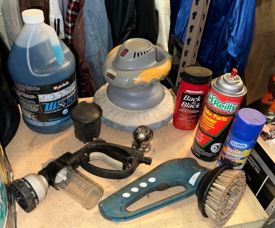 Car Care Lot- Polisher, Windshield Washer Fluid, Cleaning Supplies etc