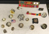 Military Pins, Bars and Buttons- Some are Vintage