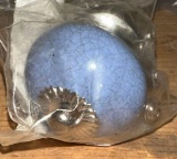 Set of 6 New Blue Ceramic Ball Knobs