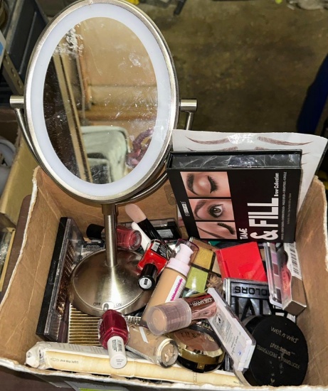 Box full of Makeup and Light up Makeup Mirror