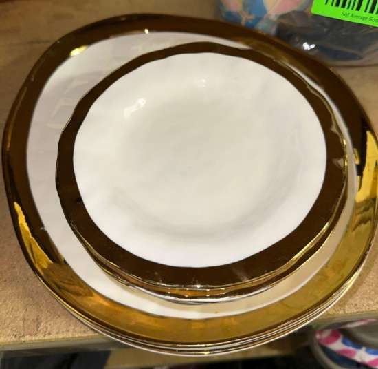 Set of White and Gold Plates- Small and Dinner plate size