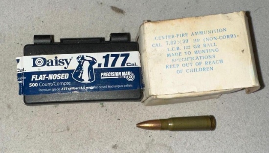 20- 7.62x39 ammo and 500 Count of .177 cal Flat nosed