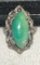 Vintage Sterling Silver Ring with Green Agate Size 6