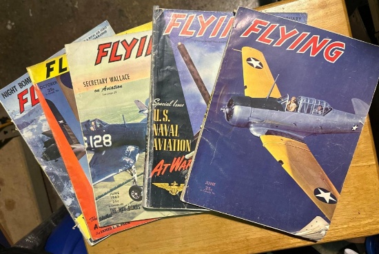 5 Copies of Flying Magazines 1941 thru 1945 US Naval Aviation at War